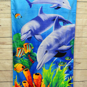 Рушник пляжний махра-велюр Дельфіни "2885
