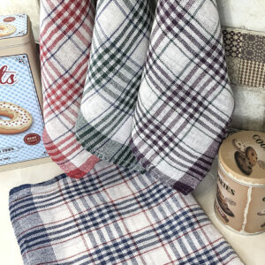 Рушник кухонний лляний в клітку 12 штук "РК-01-2