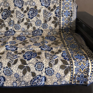 Покривало полуторне з джаккардовим малюнком Роза "648-синій