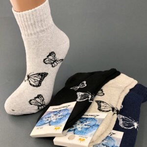 Шкарпетки жіночі середньої висоти махра з метеликами ZH-671