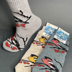 Шкарпетки жіночі махра Снігури на горобині ZH-717