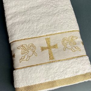 Крижма для хрестин біла "КК-110-золото"