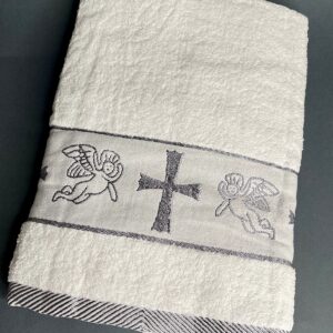 Крижма для хрестин біла КК-110-срібло