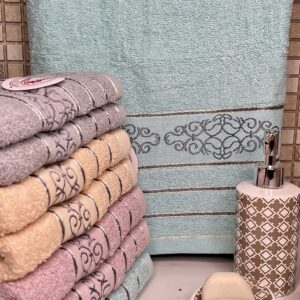 Рушник махровий для обличчя світлий Вензель 6 шт. "PL-585