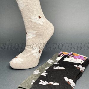 Шкарпетки жіночі високі з малюнком Ромашка "ST-1245"
