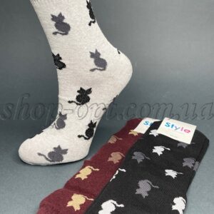 Шкарпетки жіночі високі з малюнком Кішки "ST-1249