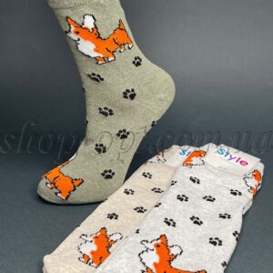 Шкарпетки жіночі високі з малюнком Корги "ST-1252