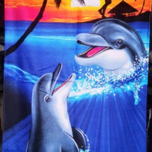 Рушник пляжний махра-велюр Дельфін на заході сонця "2936