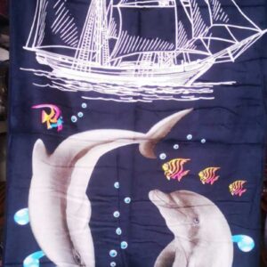 Рушник пляжний махра-велюр Дельфіни з вітрильником "2937