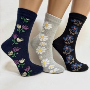 Шкарпетки жіночі високі з малюнком Квіткова галявина "ST-3218
