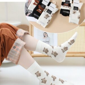 Шкарпетки жіночі високі Ластівка з малюнком Ведмедик "BY546