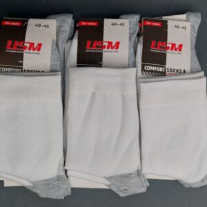 Шкарпетки чоловічі Lux-стрейч білі з сірою ступнею "USM-006