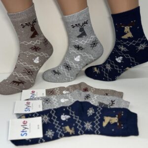 Шкарпетки жіночі високі махра з малюнком Олеша ZH-749