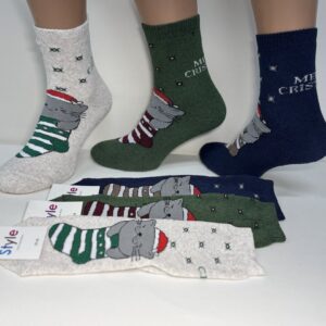 Шкарпетки жіночі високі махра з малюнком Кіт в шкарпетці ZH-752