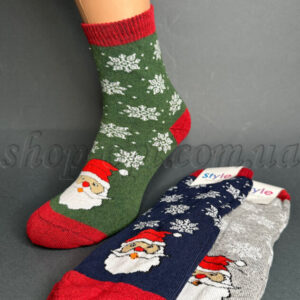 Шкарпетки жіночі високі махра Новорічні Сніжинки ZH-762