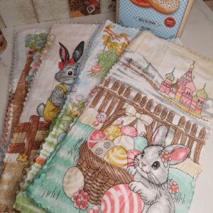 Рушник мікрофібра пухнаста з оборкою Крашанки Великодні 20 штук "РК-816